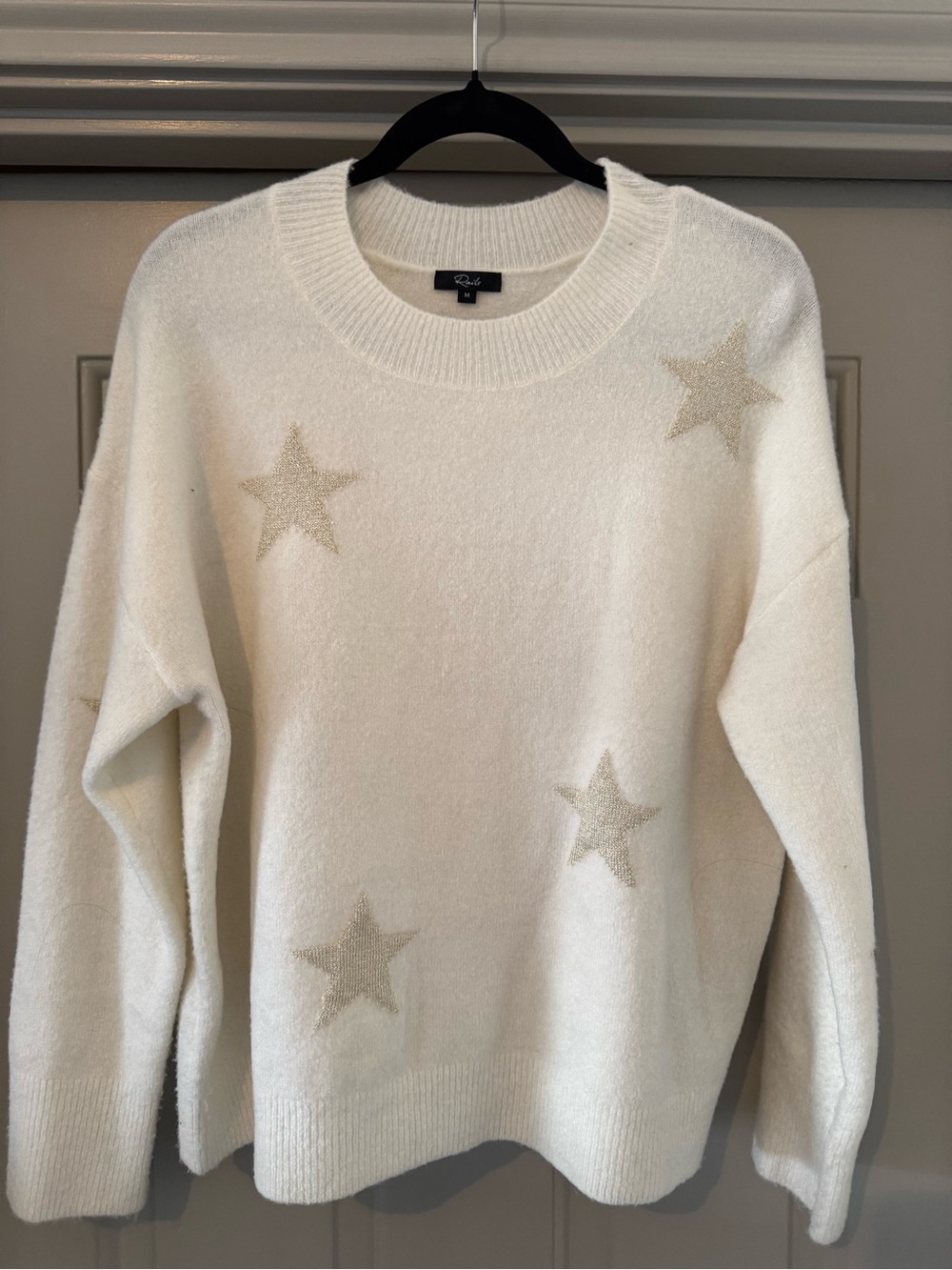 Rails Kana White Gold Stars Pullover Sweater Cream small